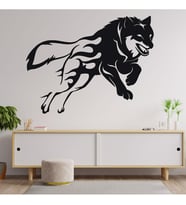 Modern Koşan Kurt Ahşap Tablo