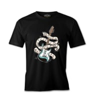 Guitar and Notes Rolling Around Siyah Erkek Tshirt