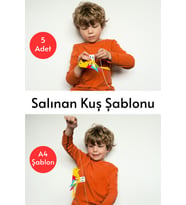 Salınan Kuş Şablonu, 5 Adet A4 Boyutta Kalın ve Sert Kağıttan.