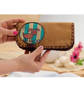 Köpek Figürlü Büyük Cüzdan Etnik Bohem Retro Vintage Style - HARDAL