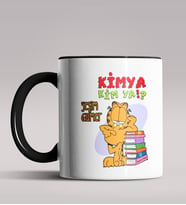 Kişiye Özel Garfield Kimya Öğretmeni Tasarımlı Siyah Renk Kupa  (Siyah)