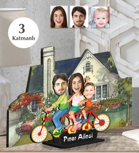 Kişiye Özel 3 Katmanlı  Ev Aile Ahşap Biblo-2