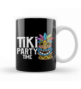Adorable & Cute Tiki Party Time Island Luau Themed Kupa Bardak Porselen