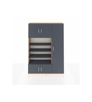 Arges Dolap 11 Raflı 5 Kapaklı 132x30x195 Çam-Antrasit/Antrasit