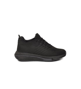 Walkway Siyah-Siyah Fileli Hafif Esnek Unisex Spor Ayakkabı Molen 118 G