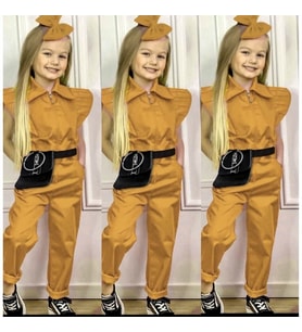 Kız Çocuk Gabardin Sarı Tulum