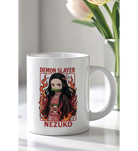 Demon Slayer Nezuko Tasarımlı 330ml Baskılı Beyaz Seramik Kupa Bardak