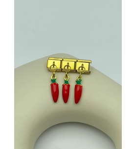 Çelik Gold Kırmızı Biber Sallantılı Charm - 25crm34