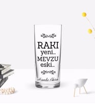 BK Gift Kişiye Özel Renkli Baskılı Rakı Yeni Mevzu Eski Tasarımlı Rakı Bardağı-1 (Beyaz)
