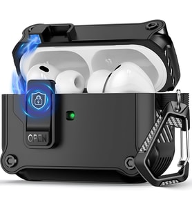 Airpods Pro 3 ile Uyumlu Manyetik Kilitli Zırhlı Kılıf - Darbeye Dayanıklı Koruyucu Kapak - Karabinalı Endüstriyel Tasarım