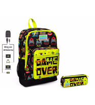 Coral High Game Over Baskılı İlkokul Sırt Çantası ve Kalemlik Seti - Erkek Çocuk - USB Soketli