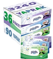 Familia Islak Havlu Mendil 90 Yaprak Karma 36 Lı Set (Lavanta-Mineral-Yeşilin Tazeliği) 3240 Yaprak