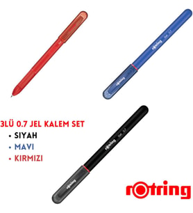 Jel Kalem 0.7 mm, 3 Renk Set, Siyah Mavi Kırmızı