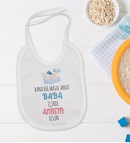 BK Kids Masal Anlat Baba Tasarımlı Beyaz Bebek Mama Önlüğü-1
