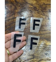 4 ADET ÜTÜ İLE YAPIŞAN F HARFİ TRANSFER BASKI ARMA HARF 4X3 CM