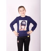 Toontoy Kız Çocuk Şapkası 3D Baskılı Sweatshirt (Lacivert)