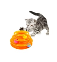 Renkli 3 Katlı Kedi Oyuncağı Turntable ile Eğlence Dolu Anlar