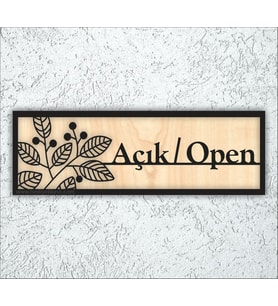 10x20 cm Açık/Open Yazılı Ahşap Yönlendirme