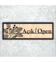 10x20 cm Açık/Open Yazılı Ahşap Yönlendirme