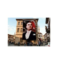 Ay Yıldızlı Bayrak Atatürk Portresi Poster Bayrak Premium Raşel Kumaş ATA15