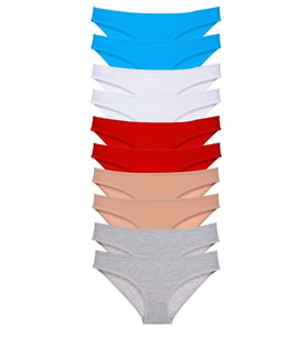Mulvxbrf Brf02 10 Adet Süper Eko Set Likralı Kadın Slip Kırmızı Ten Gri Beyaz Mavi (Mulvix)