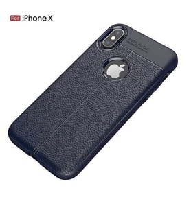 Apple iPhone X Kılıf Esnek Pu-Deri Leather-Pu Serisi Protected Case (Lacivert)