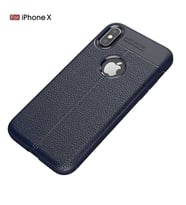 Apple iPhone X Kılıf Esnek Pu-Deri Leather-Pu Serisi Protected Case (Lacivert)
