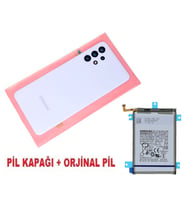 Tkgz Samsung Galaxy A32 A325 Arka Pil Batarya Kapağı + PİL (FULL Kamera Lensli) MAVİ