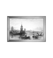 Eski İstanbul Motifli Kanvas Tablo 80 x 110 cm Silver Çerçeve