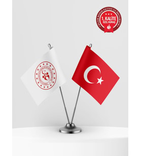 Gençlik ve Spor Bakanlığı İkili Masa Bayrağı Set - Saten Kumaş 1. Kalite