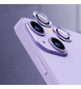 Apple Apple iPhone 13 Kamera Lens Koruyucu HD Kalite Çerçeveli Tempered Glass Cam (Mor)