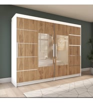 Sürgülü Gardırop Dört Kapaklı 400/210 cm (Parlak Beyaz + Ud)