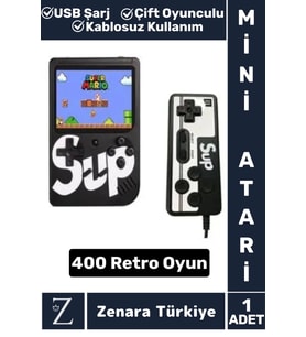 Taşınabilir USB Şarjlı Çift Oyunculu Mario Street Fighter Nostalji Retro 400 Oyunlu Mini El Atarisi