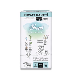 Sleepy Bio Natural Bebek Bezi Fırsat Paketi 1 Beden 50 Adet