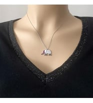 Rodium Kaplama Renkli taşlı Fil Gümüş kolye (Karışık)