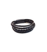 Black Multi Braid – Çok Katmanlı Örgü Detaylı Siyah Erkek Deri Bileklik-1414