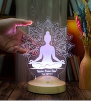 Yoga LED Lamba – Lotus Mandala Tasarımlı Meditasyon & Yoga Eğitmeni Hediyesi Kişiye Özel İsimli