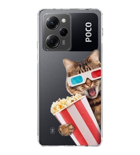 PrintiFy Xiaomi Poco X5 Pro ile Uyumlu 1mm Slim Fit Kedi 1 050b Baskılı Şeffaf  Kılıf