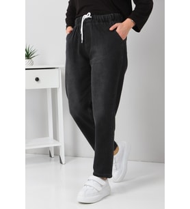 Beli Lastikli Boyfriend Kot Pantolon Antrasit 5998