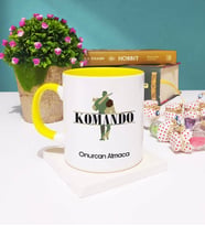 Komando Tasarımlı Kişiye Özel Hediye Komando Kupa Bardak Sarı