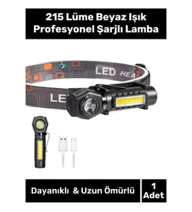 Yeni Sezon 215 Lümen Sert Plastik Nokta Geniş Aydınlatma 150 Metre Şarjlı Mıknatıslı Kafa Lambası