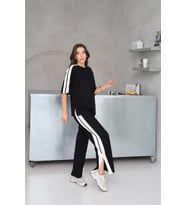 Kadın Marry Modal Kumaş Yan Şerit Paça Yırtmaçlı Alt-Üst Yazlık Takım