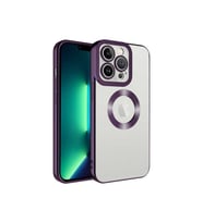 Apple iPhone 12 Pro Uyumlu Kılıf Kamera Korumalı Logo Gösteren Zore Omega Kapak (Koyu Mor)