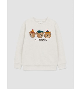LCW Kids Beyaz Baskılı Erkek Çocuk Sweatshirt