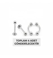 Lorivelle 4'lü Kararmaz Çelik Labret Halka Piercing Seti Septum Tragus Helix Dudak Burun Daith Kıkırdak Küpe