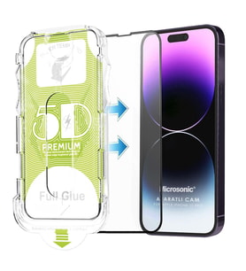 Microsonic Apple iPhone 15 Pro Magic Uygulama Aparatlı Tam Kapatan Ekran Koruyucu Siyah
