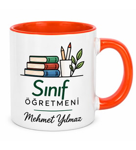 Sınıf Öğretmenine Özel Porselen Turuncu Nescafe Fincanı