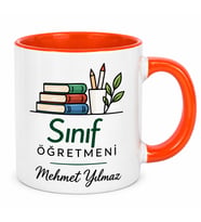 Sınıf Öğretmenine Özel Porselen Turuncu Nescafe Fincanı