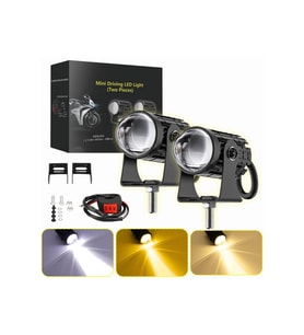 Motosiklet Scooter Mini Sis Farı Set Düğme / Anahtar Hediyeli Beyaz Sarı Mini Kasa 12V Led Işık