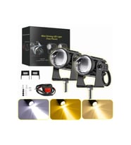 Motosiklet Scooter Mini Sis Farı Set Düğme / Anahtar Hediyeli Beyaz Sarı Mini Kasa 12V Led Işık
